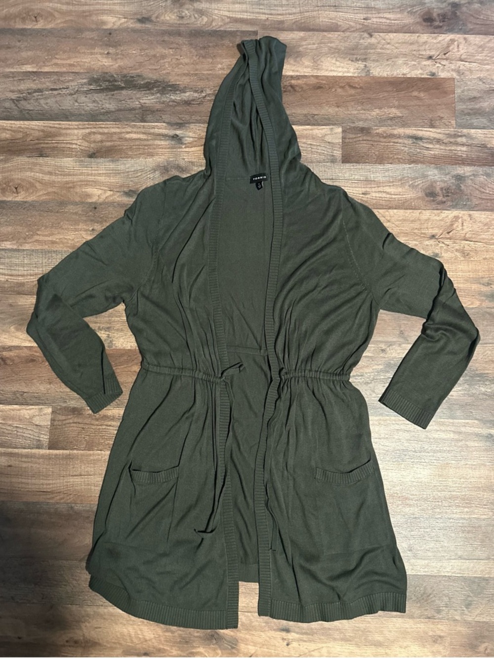 Torrid Olive Green Hooded Cardigan Size 0 Lightweight Open Front